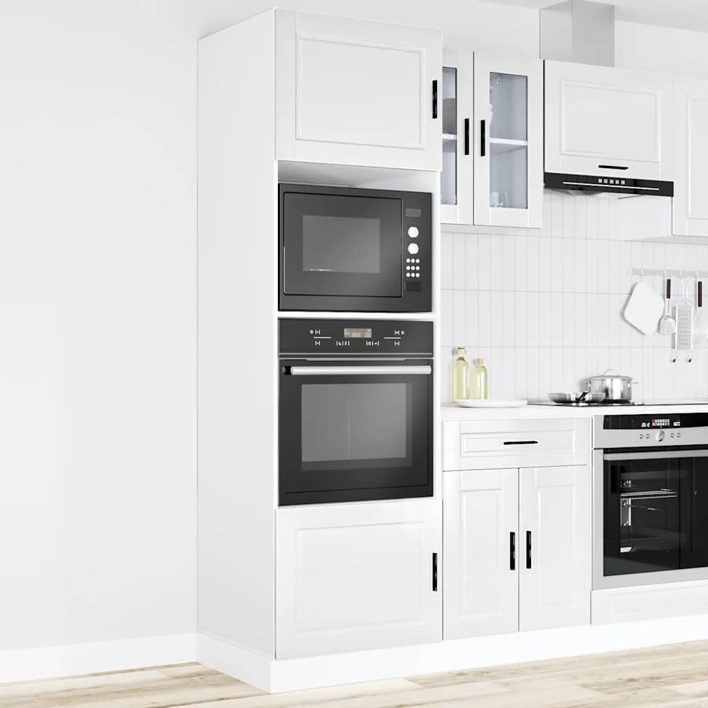 Armadi Forno 2 pz Porto Bianchi Lucido in Legno Multistrato