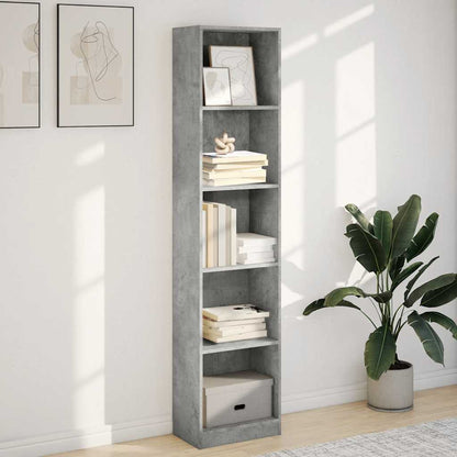 Libreria Grigio Cemento 40x24x176 cm in Legno Multistrato