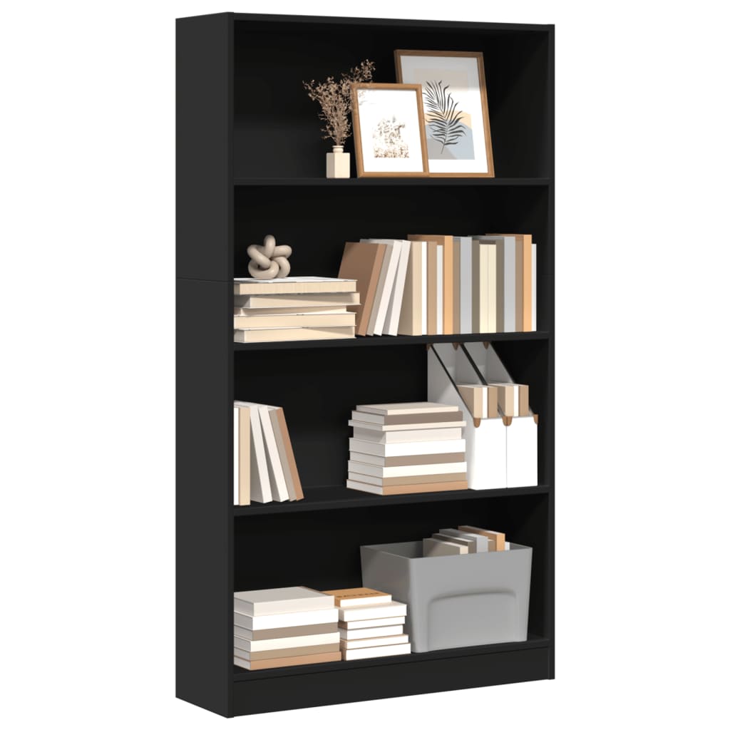 Libreria Nera 80x24x143 cm in Legno Multistrato