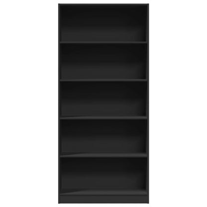 Libreria Nera 80x24x176 cm in Legno Multistrato
