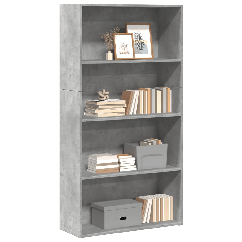 Libreria Grigio Cemento 80x30x152 cm in Legno Multistrato