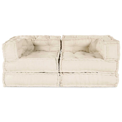 Divano modulare 2 pcs Crema 140 x 70 x 56 cm Tessuto