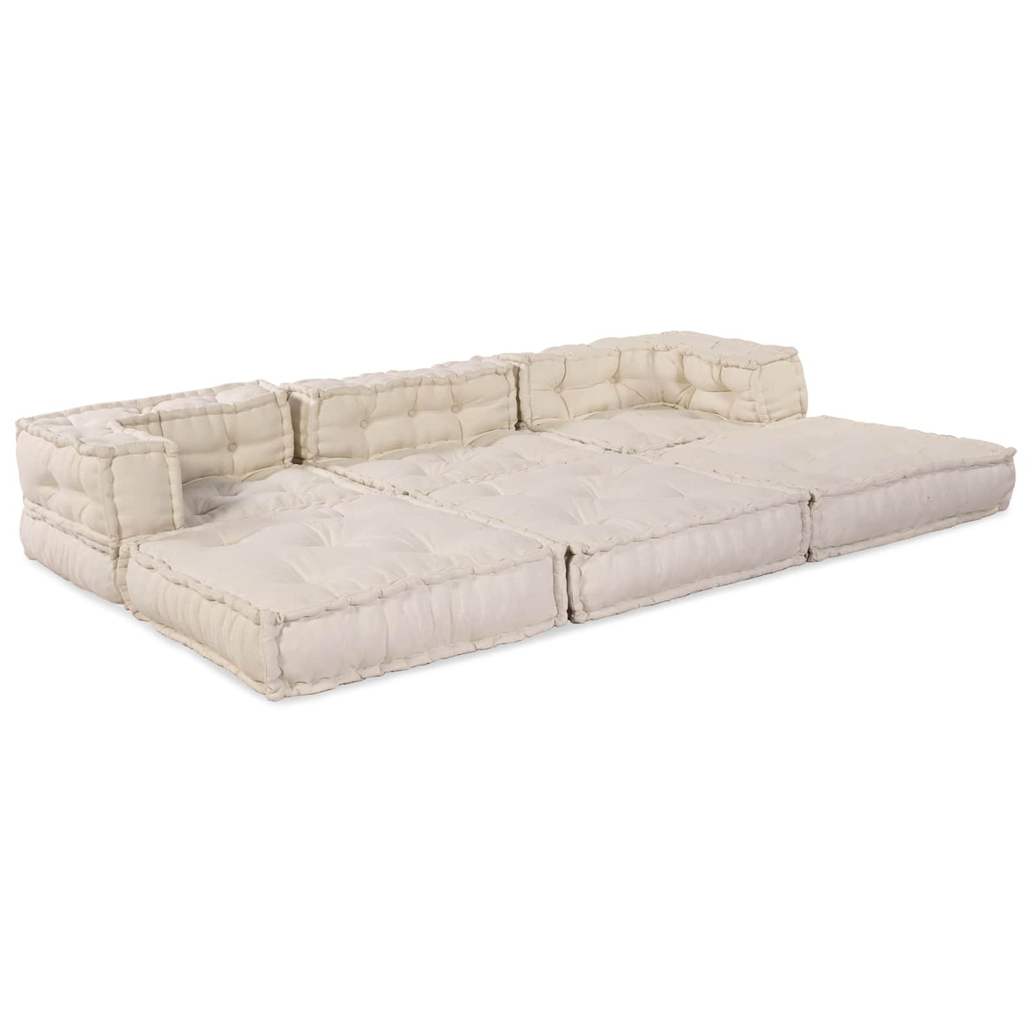 Divano modulare 3 pcs Crema Tessuto