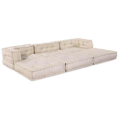 Divano modulare 3 pcs Crema Tessuto