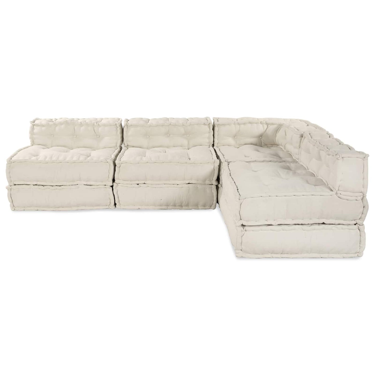 Divano modulare 4 pcs Crema Tessuto