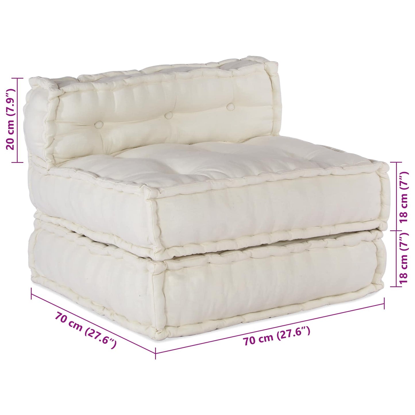 Divano modulare 4 pcs Crema Tessuto
