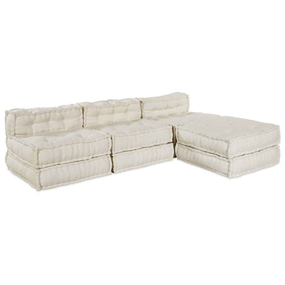 Divano modulare 4 pcs Crema Tessuto