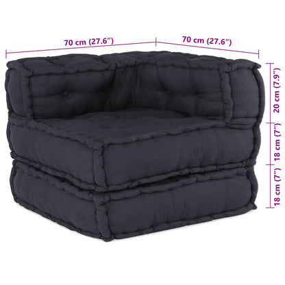 Divano modulare 2 pcs Antracite 140 x 70 x 56 cm Tessuto