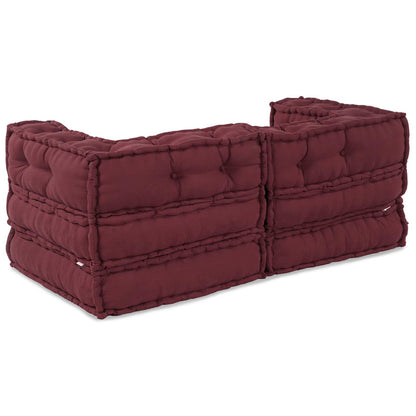 Divano modulare 2 pcs Bordeaux 140 x 70 x 56 cm Tessuto