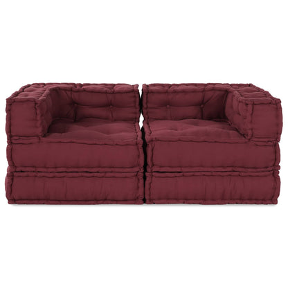 Divano modulare 2 pcs Bordeaux 140 x 70 x 56 cm Tessuto