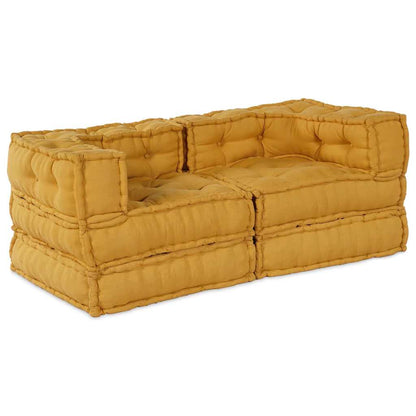Divano modulare 2 pcs Giallo 140 x 70 x 56 cm Tessuto