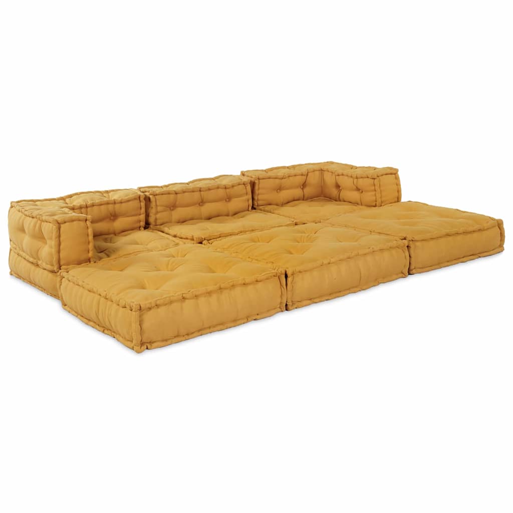 Divano modulare 2 pcs Giallo 140 x 70 x 56 cm Tessuto