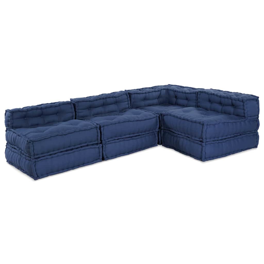 Divano modulare 4 pcs Indaco Tessuto