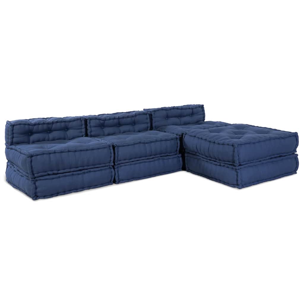 Divano modulare 4 pcs Indaco Tessuto