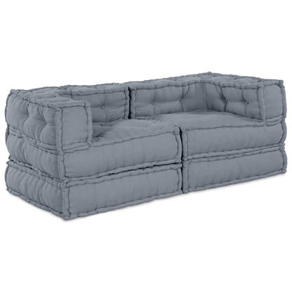 Divano modulare 2 pcs Grigio 140 x 70 x 56 cm Tessuto