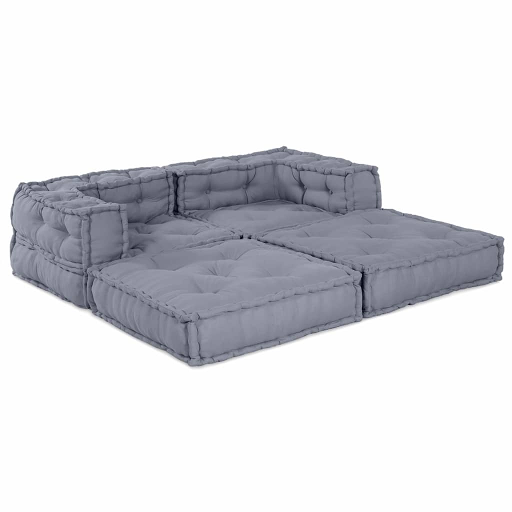 Divano modulare 2 pcs Grigio 140 x 70 x 56 cm Tessuto