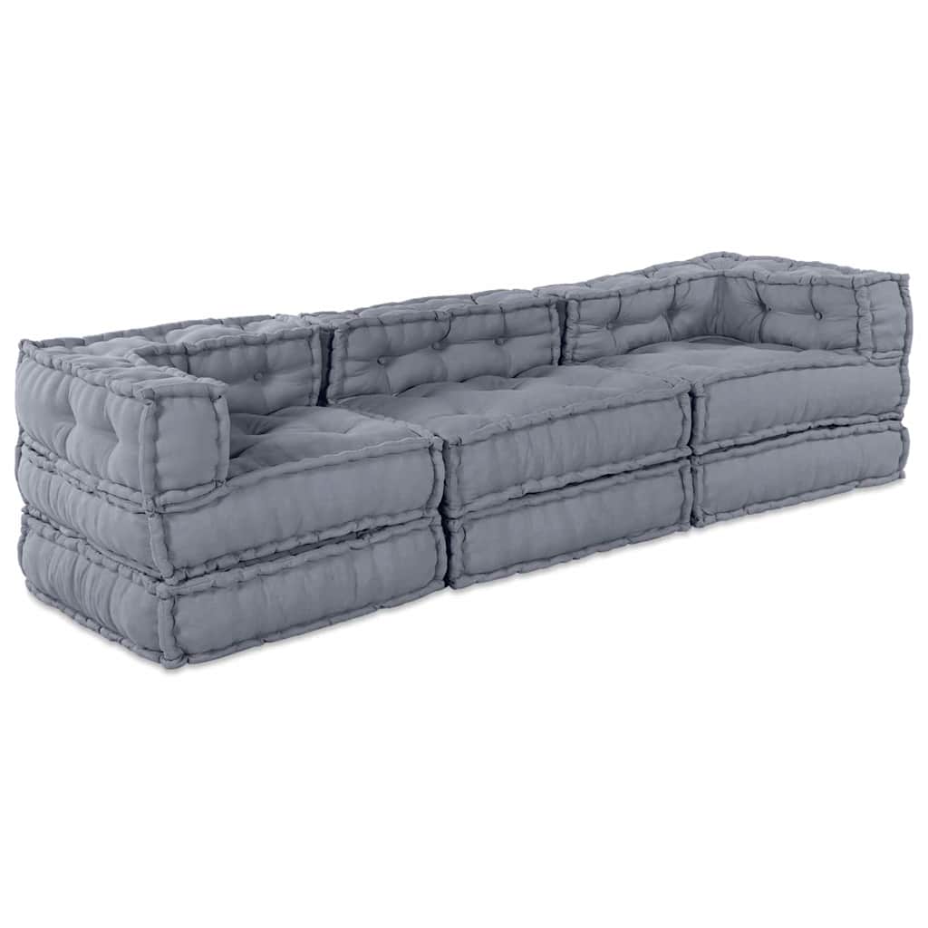 Divano modulare 3 pcs Grigio Tessuto