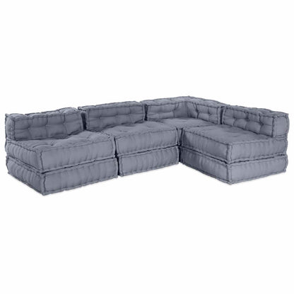 Divano modulare 4 pcs Grigio Tessuto