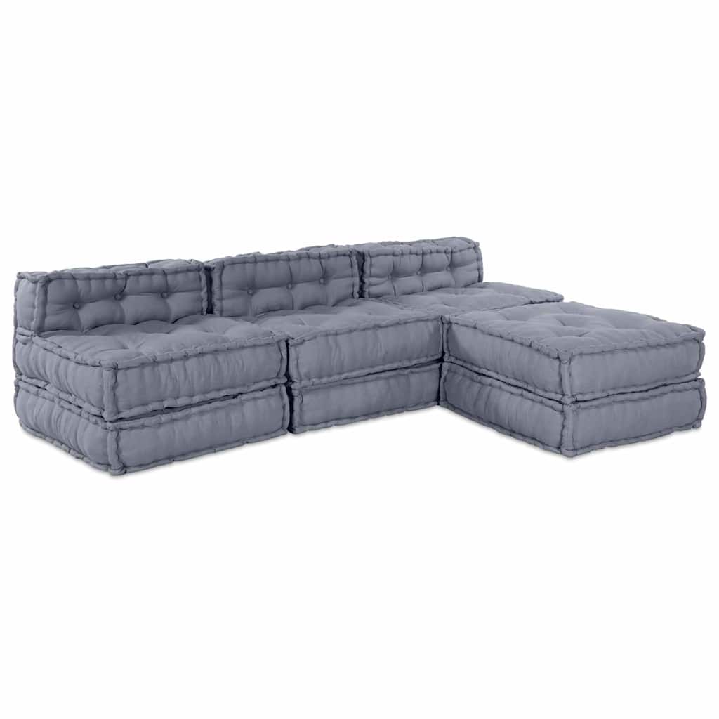 Divano modulare 4 pcs Grigio Tessuto