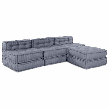 Divano modulare 4 pcs Grigio Tessuto