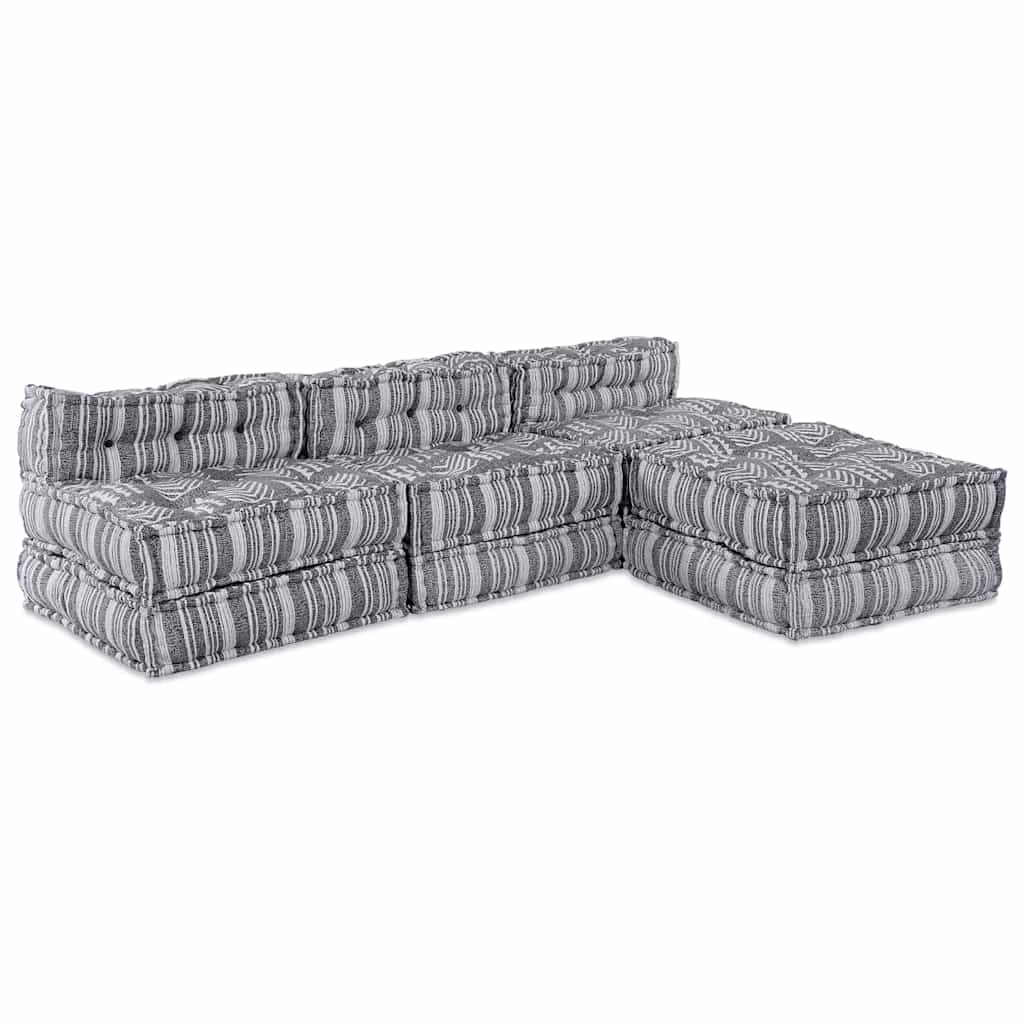 Divano modulare 4 pcs Stampa Grigia Tessuto