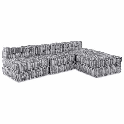Divano modulare 4 pcs Stampa Grigia Tessuto
