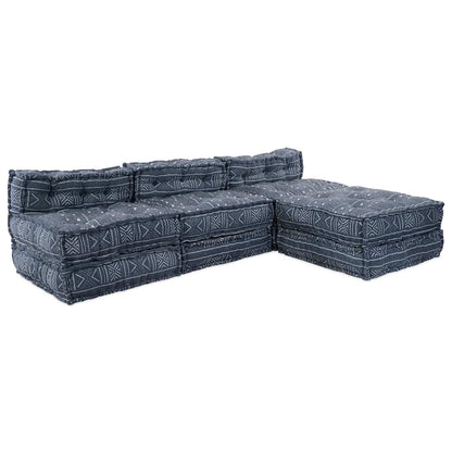 Divano modulare 4 pcs Stampa Indigo Tessuto