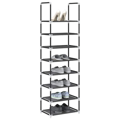Scarpiera 8 Ripiani Nera 44x28x145 cm in Tessuto Non Tessuto