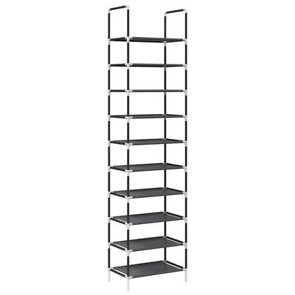 Scarpiera 10 Ripiani Nera 44x28x180 cm in Tessuto Non Tessuto