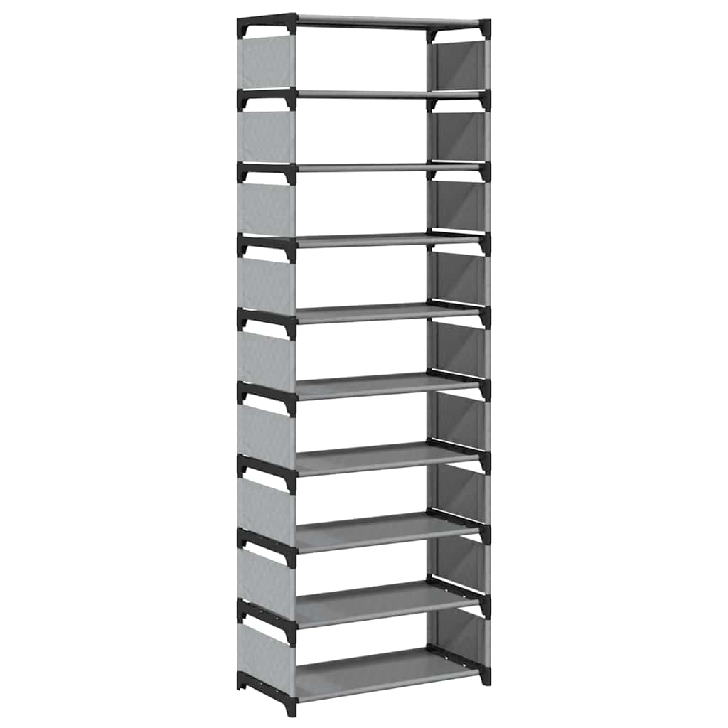 Scarpiera 10 Ripiani Grigia 54x28x158 cm in Tessuto Non Tessuto