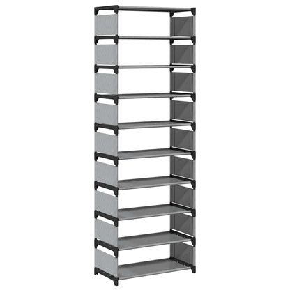Scarpiera 10 Ripiani Grigia 54x28x158 cm in Tessuto Non Tessuto