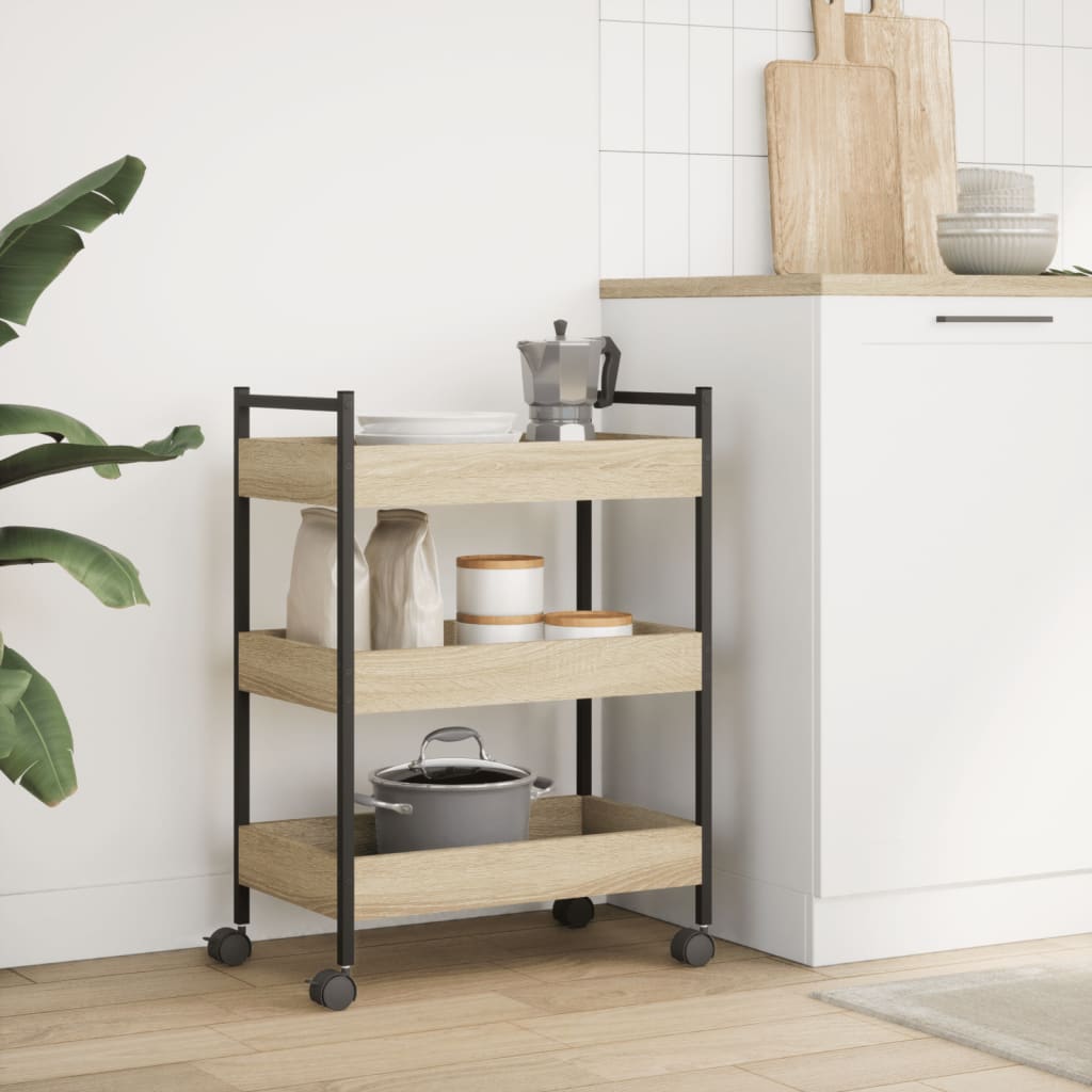 Carrello da Cucina Rovere Sonoma 50x30x70 cm Legno Multistrato
