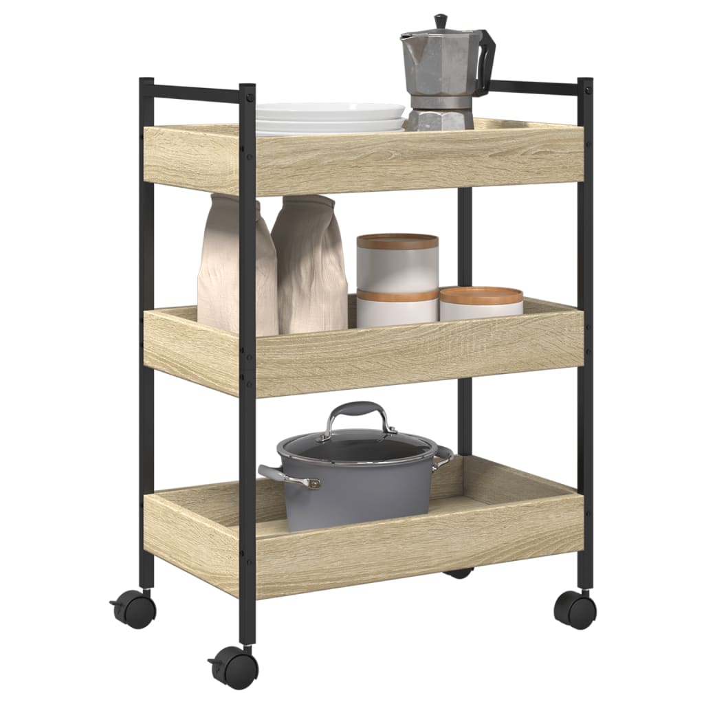 Carrello da Cucina Rovere Sonoma 50x30x70 cm Legno Multistrato