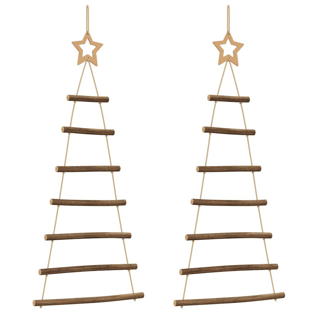 Alberi di Natale sospesi con stelle in alto 2 pz 42x90 cm Ramo naturale