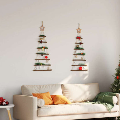 Alberi di Natale sospesi con stelle in alto 2 pz 42x90 cm Ramo naturale