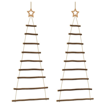 Alberi di Natale sospesi con stelle in alto 2 pz 55x120 cm Ramo naturale