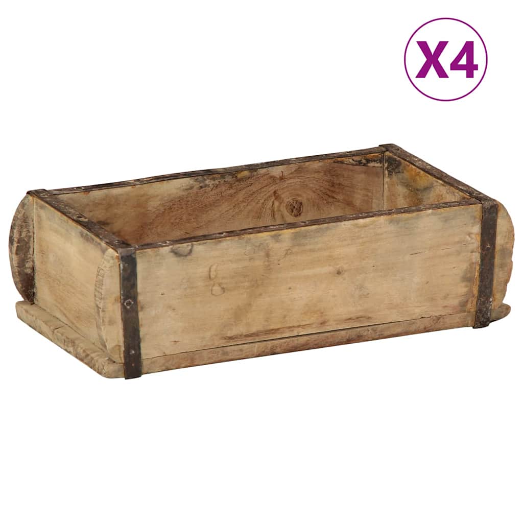 Vassoio 4 pcs Marrone 30 x 15 x 9 cm Legno Recuperato Massello