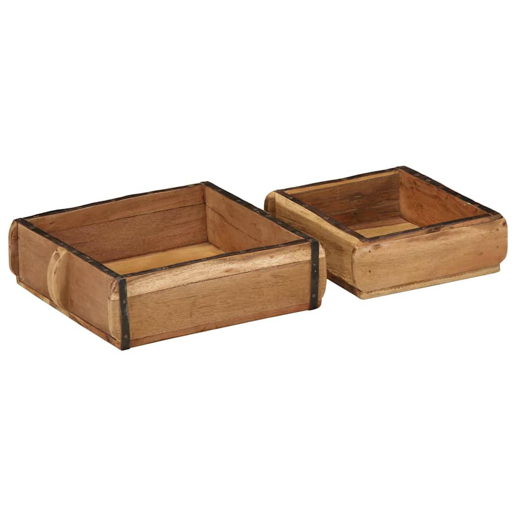 Vassoio 2 pcs Marrone 29 x 31 x 10 cm Legno Recuperato Massello