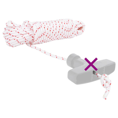 Fune di Avviamento a Strappo Bianco e Rosso Ã˜4 mm 10 m in Nylon
