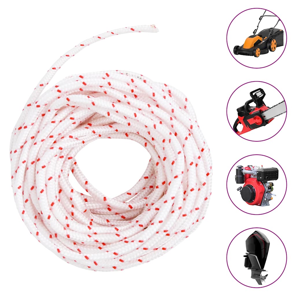 Fune di Avviamento a Strappo Bianco e Rosso Ã˜5 mm 10 m in Nylon