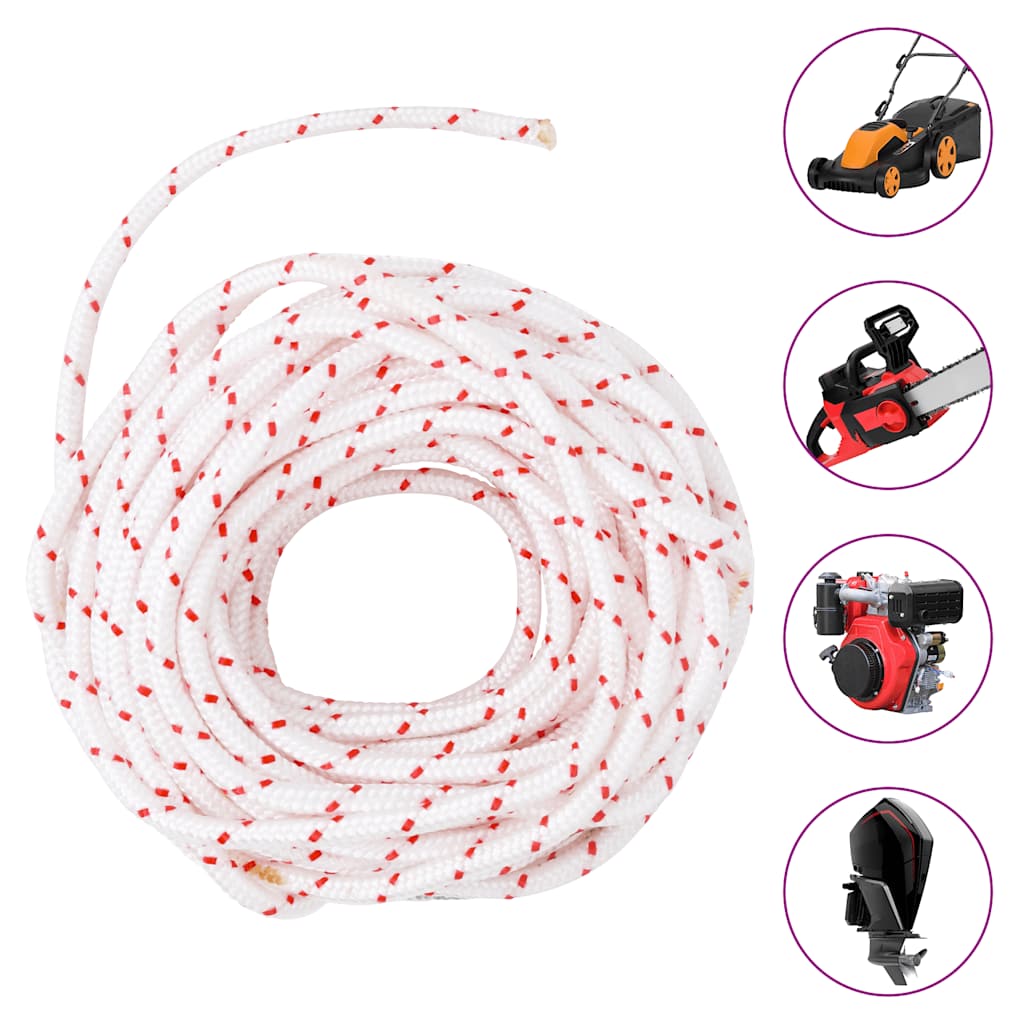 Fune di Avviamento a Strappo Bianco e Rosso Ã˜6 mm 10 m in Nylon