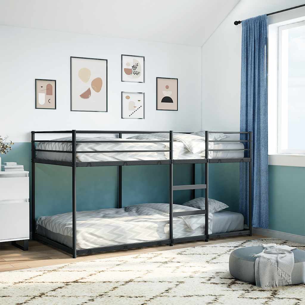 Letto a Castello senza Materasso Nero 90x200 cm in Acciaio
