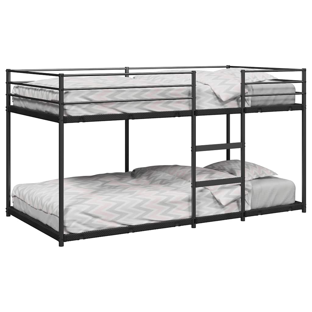 Letto a Castello senza Materasso Nero 90x200 cm in Acciaio