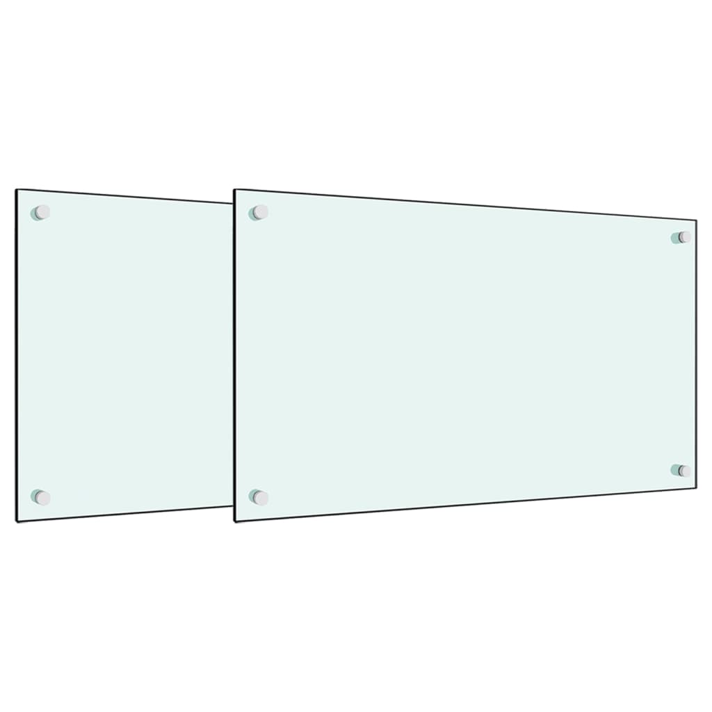 Paraschizzi per Cucina 2 pz Bianchi 70x40 cm in Vetro Temperato