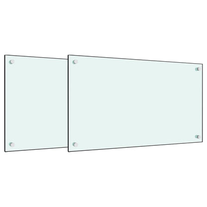 Paraschizzi per Cucina 2 pz Bianchi 70x40 cm in Vetro Temperato