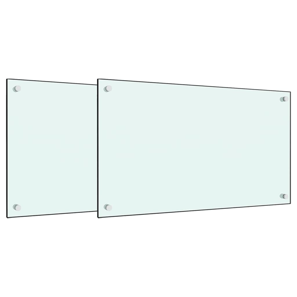 Paraschizzi per Cucina 2 pz Bianchi 70x50 cm in Vetro Temperato