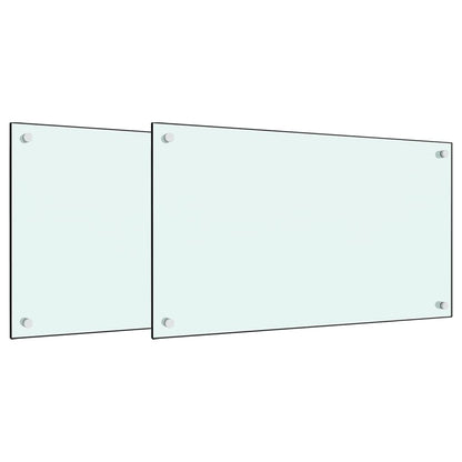 Paraschizzi per Cucina 2 pz Bianchi 70x50 cm in Vetro Temperato