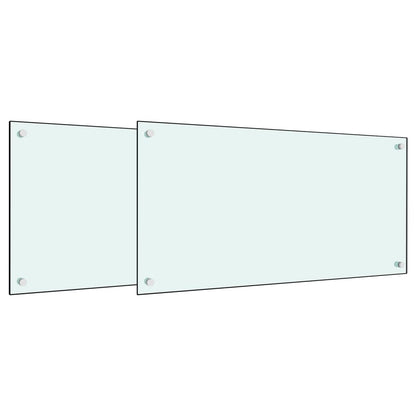 Paraschizzi per Cucina 2 pz Bianchi 80x40 cm in Vetro Temperato