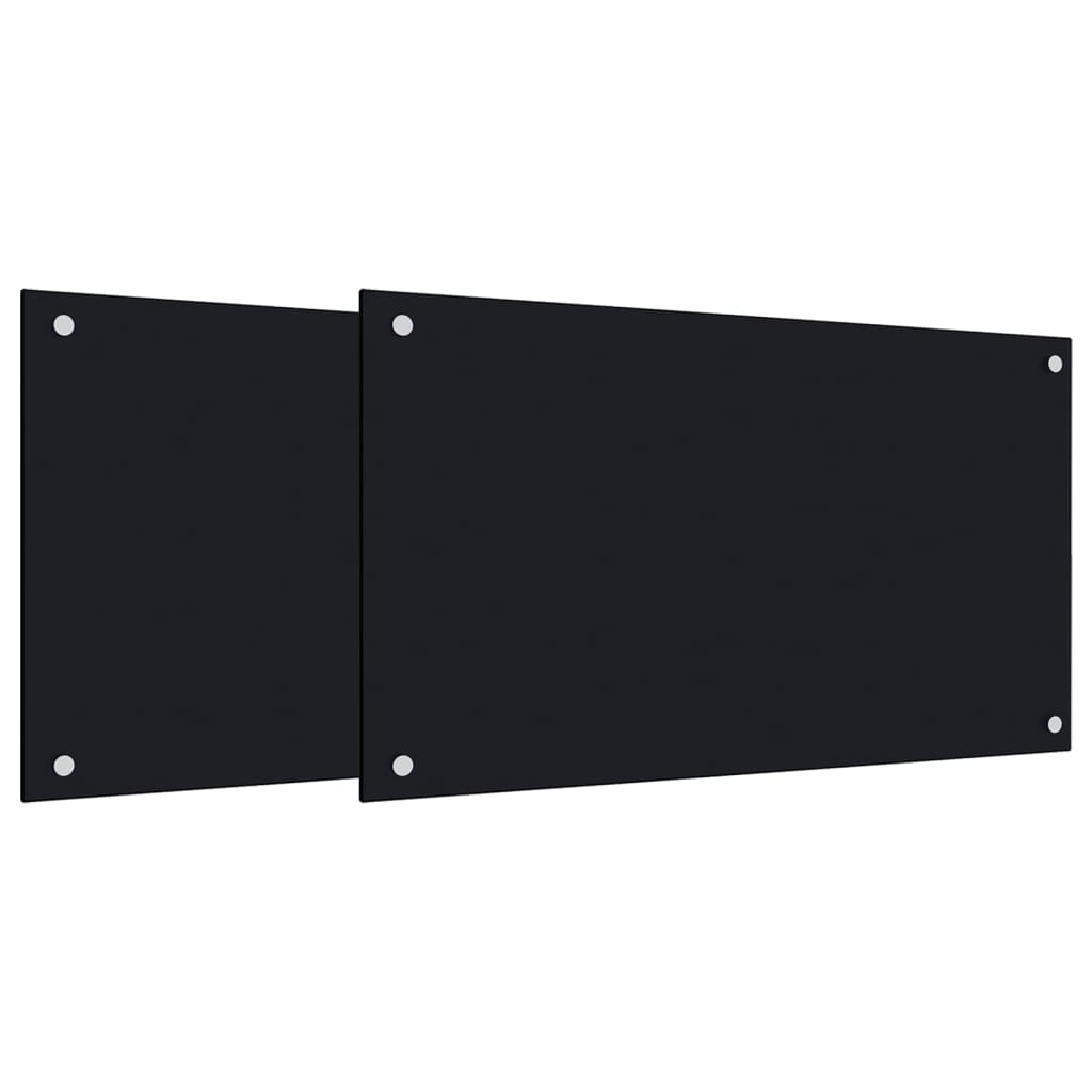 Paraschizzi per Cucina 2 pz Neri 70x40 cm in Vetro Temperato
