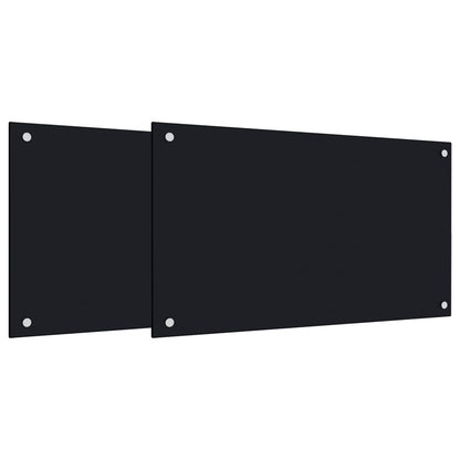 Paraschizzi per Cucina 2 pz Neri 70x40 cm in Vetro Temperato